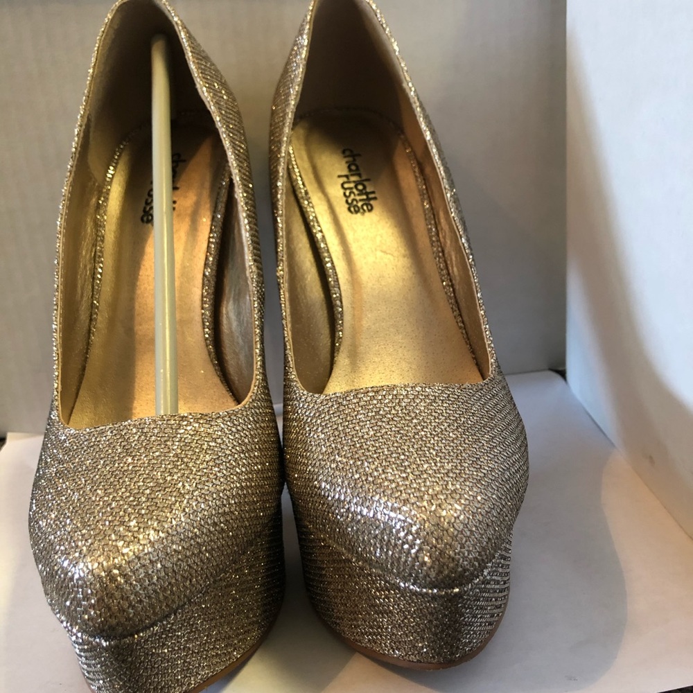 Charlotte Russe Champagne Glitter Mesh Heels